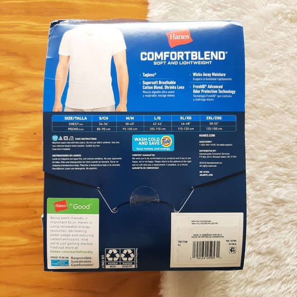 NEW Hanes Tagless V-Neck T-Shirts Comfortblend - Picture 3 of 7